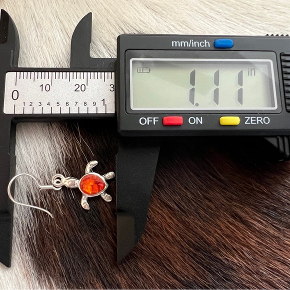 ❤️ Orange Opal Turtle TAXCO 950 Sterling Silver Earrings 1.11”L x .56”W - Picture 10 of 11